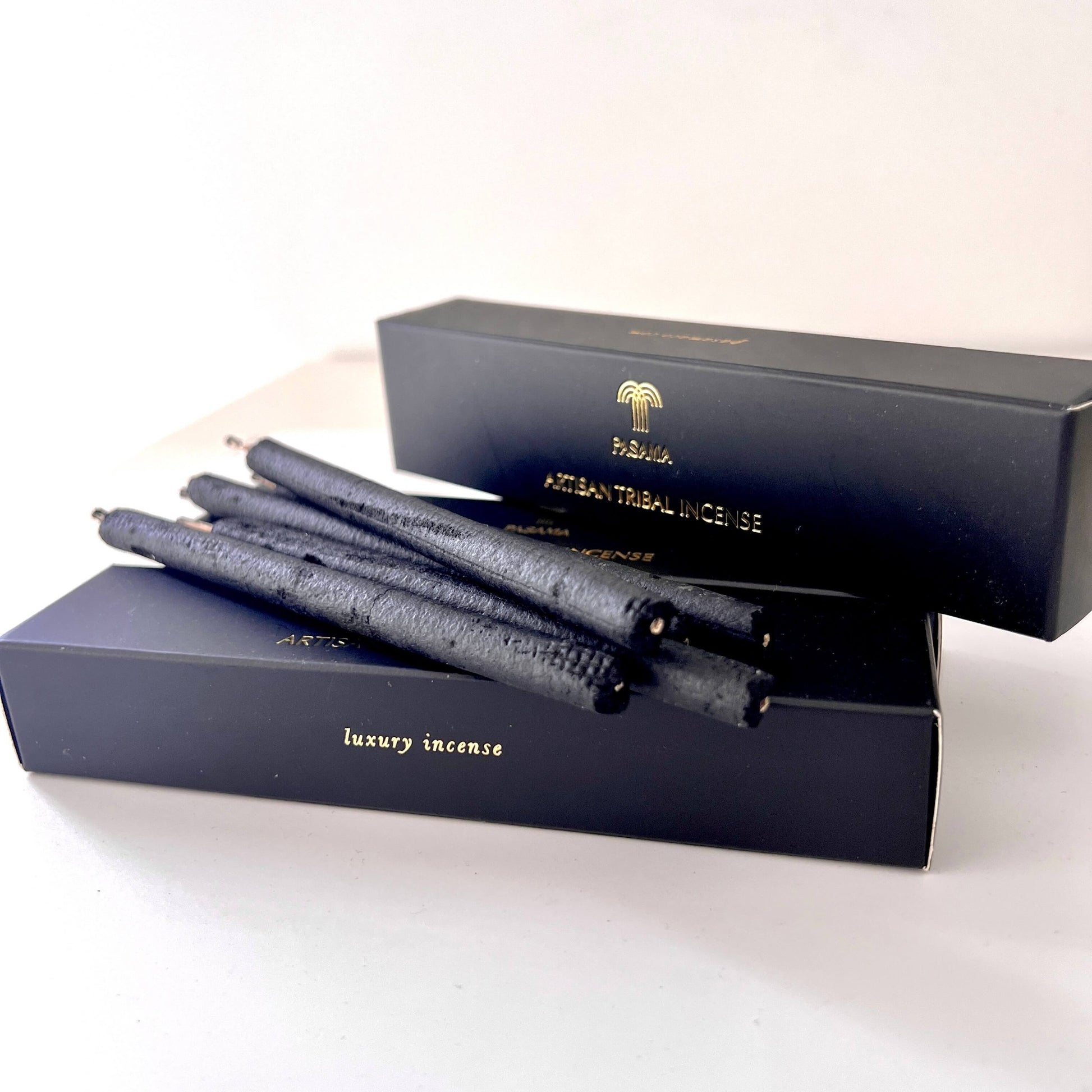 white sage incense in black and gold luxury gift box