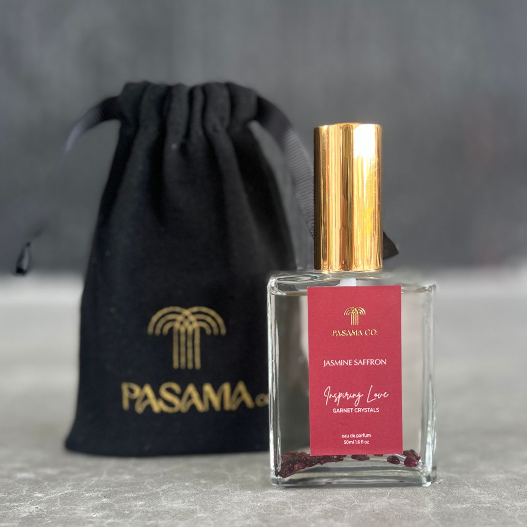 red garnet infused Jasmine Saffron non-toxic perfume