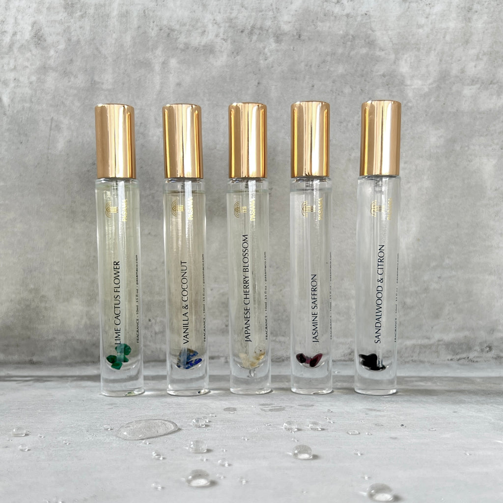 Travel perfumes with crystals - Lapis, Malachite, Onyx, Garnet, Citrine - Australian Made